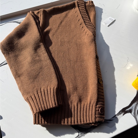 GAP NWT Linen and Cotton Blend Cardigan Sweater Women’s L in Warm Brown - Picture 7 of 7